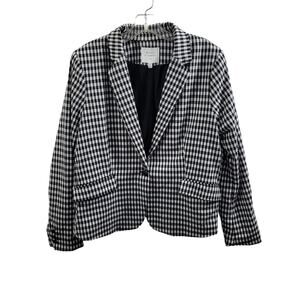 Black & White Gingham Single-Button Blazer by Maison Amelie in size XL—cute!